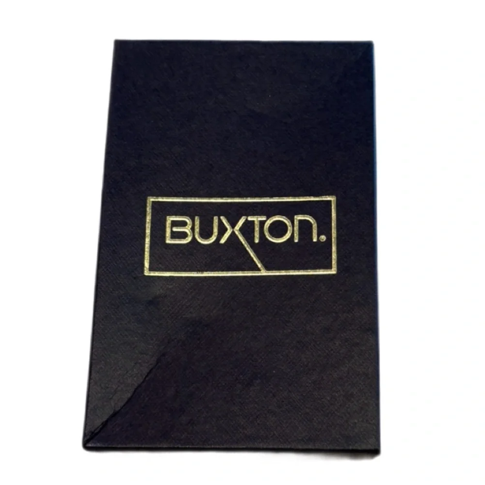 Buxton Genuine Lambskin Leather Trifold Wallet Black NWT Gift Box